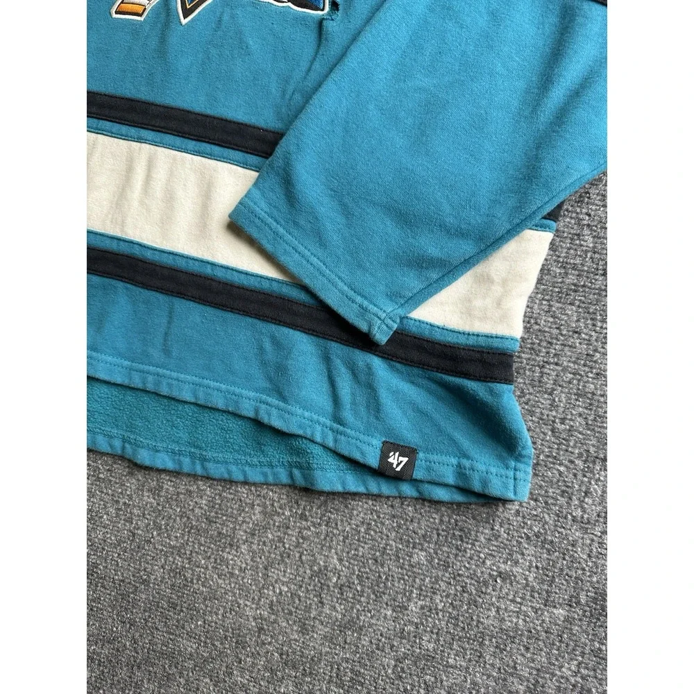 Mens 47 San Jose Sharks NHL Lace Up Hoodie Sweatshirt Teal, Size 2XL